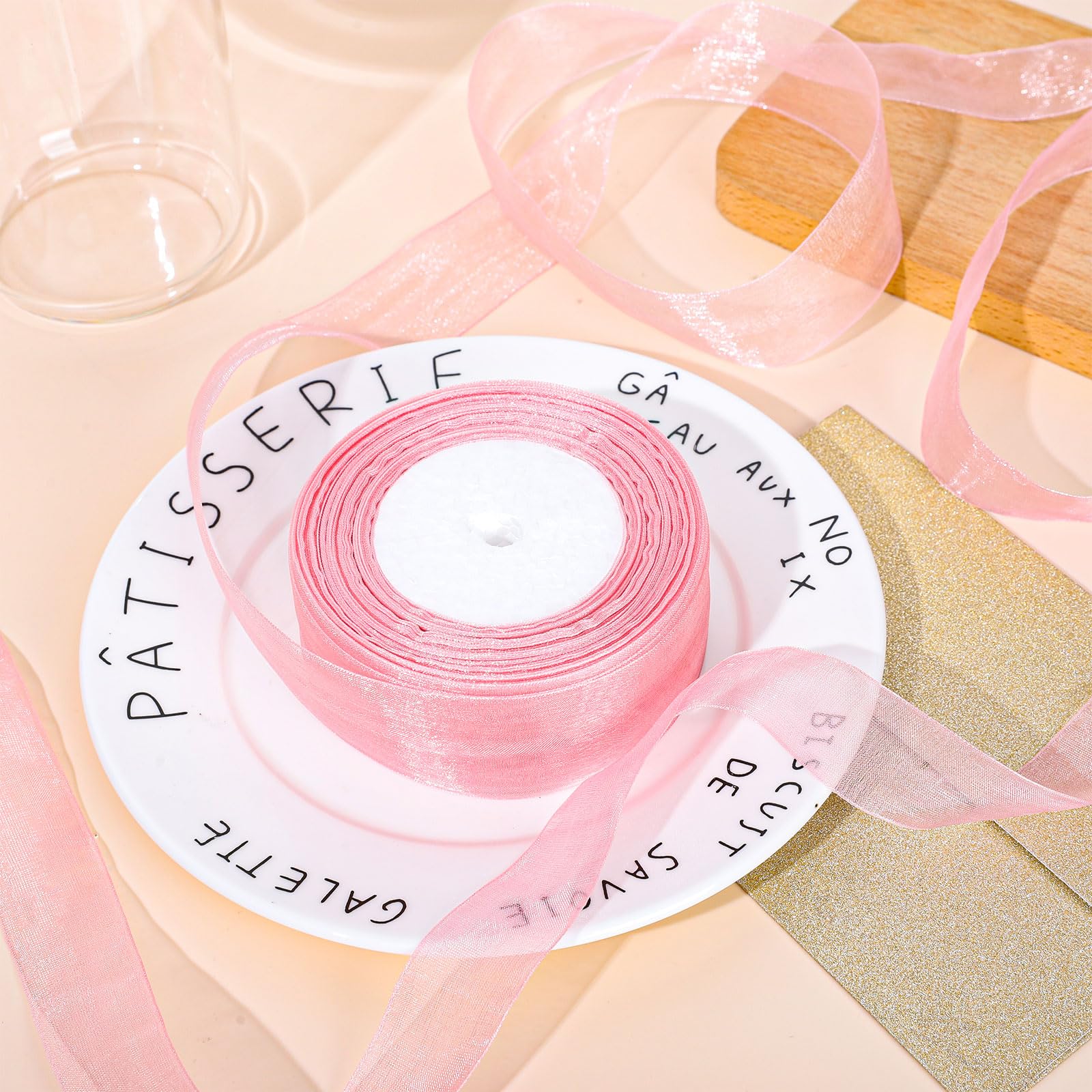 新品 ② ヴィラリ 希少 クリーマー ピンク リボン Amazon.co.jp: Whaline(ワライン) ピンクオーガンザリボン 3ロール 1